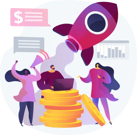 Imagem ilustrativa de negócios de sucesso decolando com foguete